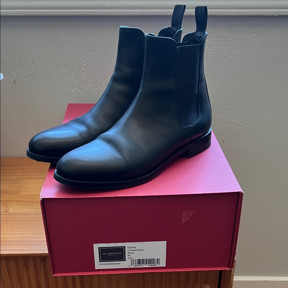 Italian Black Leather Chelsea Boots